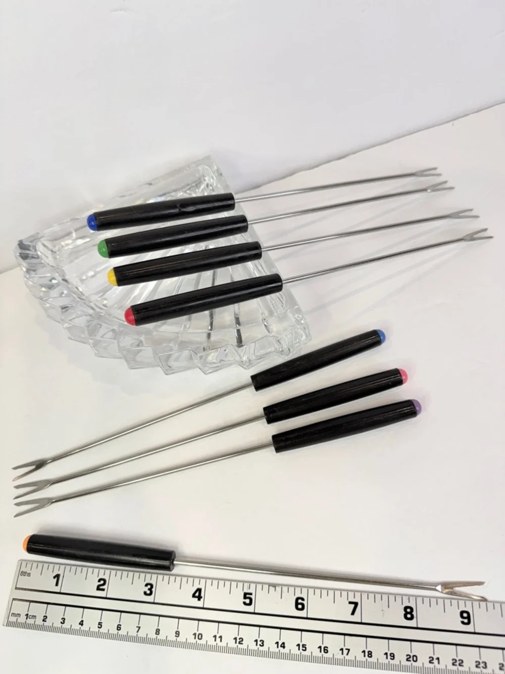 9” 🔥 Vintage Fondue Fork Set 8pc Long Handle Skewers Retro Entertaining